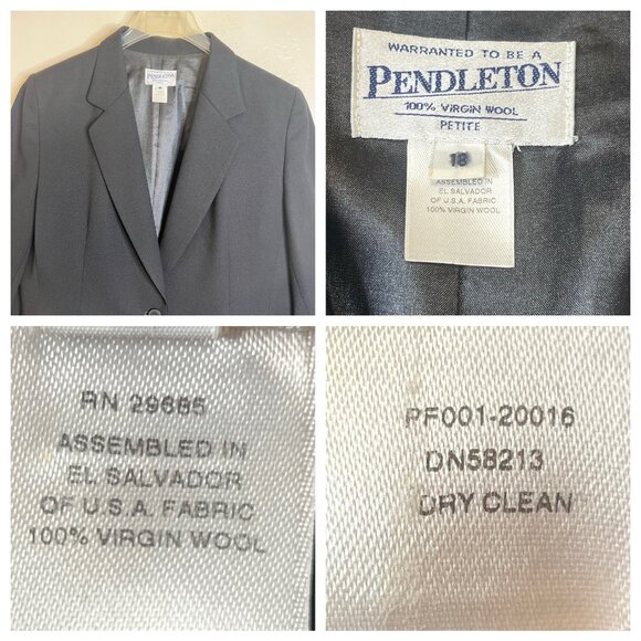 Pendleton Petite Women's Black Blazer Jacket Size 18 Virgin Wool Professional - Picture 11 of 16